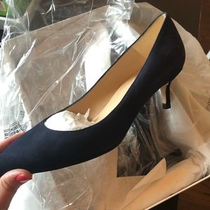 LK Bennett Audrey Navy suede kitten heels NWT